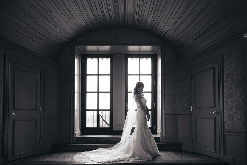 Oheka Castle Wedding | Bride Posing in Elegant Bridal Suite | Huntington, New York