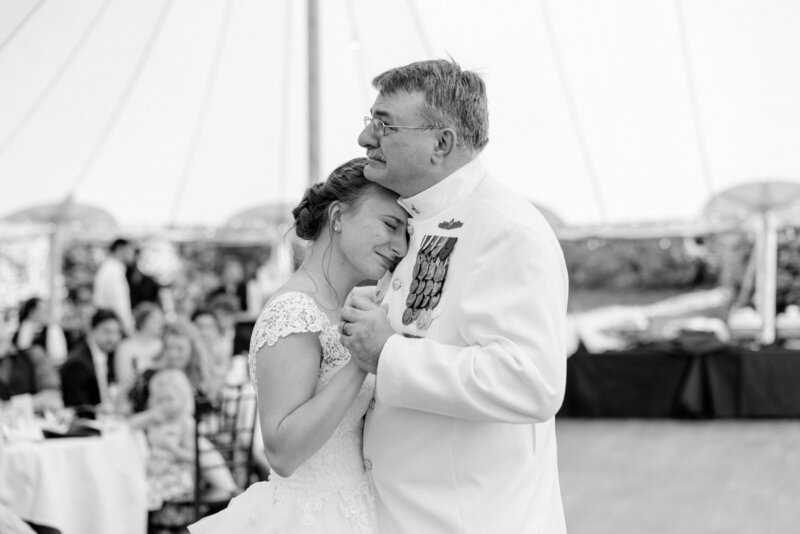 Bride and groom walk up memorial steps at their DC wedding