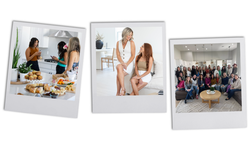 Polaroid-style photos capturing the warmth and connections from the latest Connect Belong gathering, showcasing women entrepreneurs building meaningful relationships.