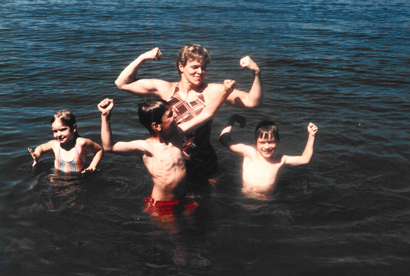 Brent Ray Fraser Flexing with Mom - Osoyoos August 1 - 1986