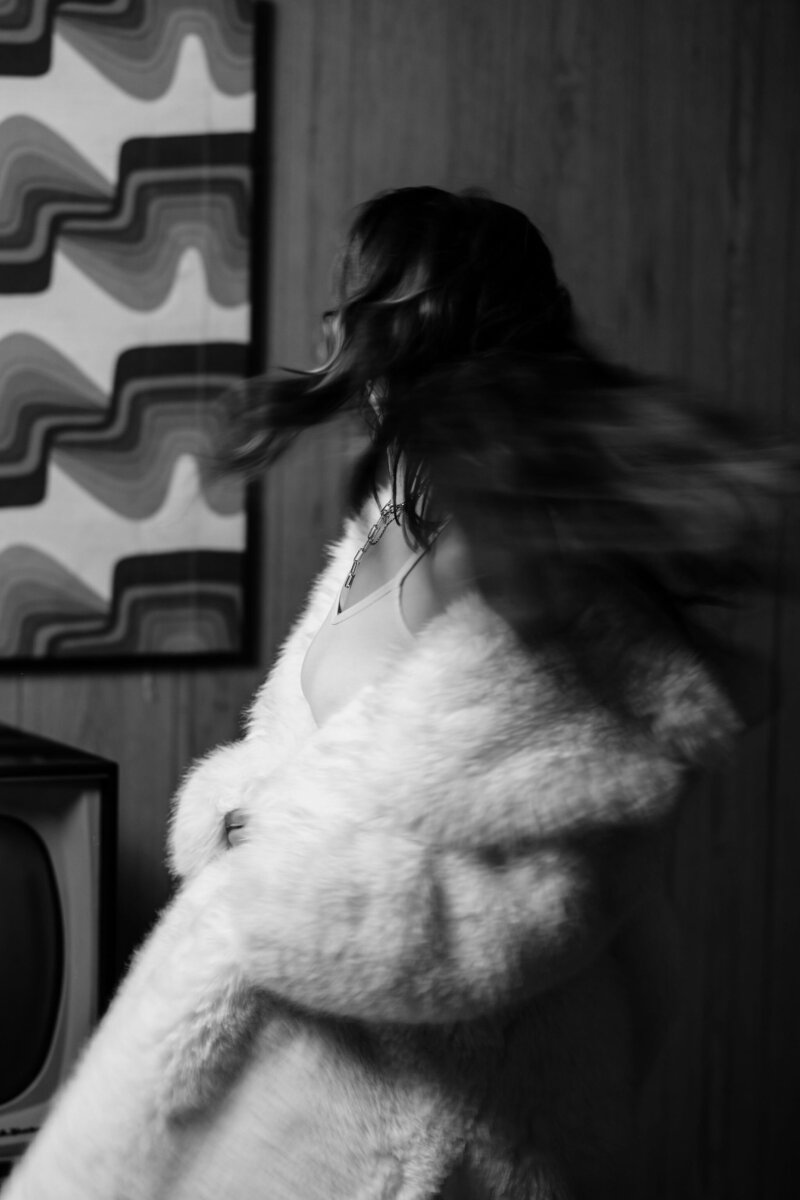 Black and white photo of Juliet Trnka