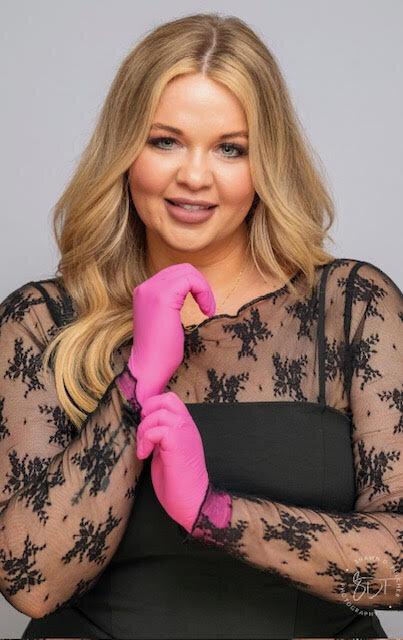 rachel pink gloves