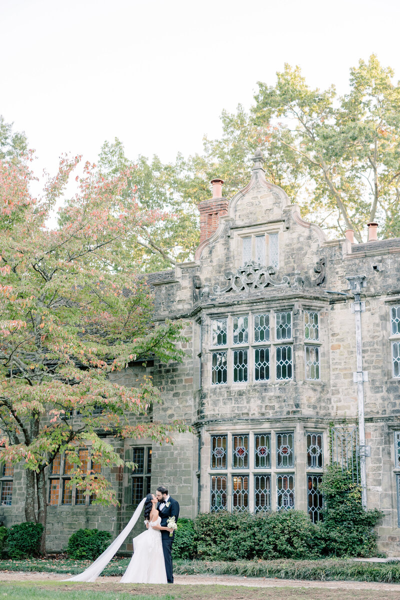 Atlanta Wedding Photographers | Bride And Groom Kissing At Historic Castle Estate Wedding