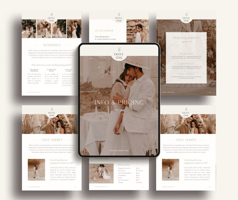 Elegant pricing guide for photographers Olive Oak