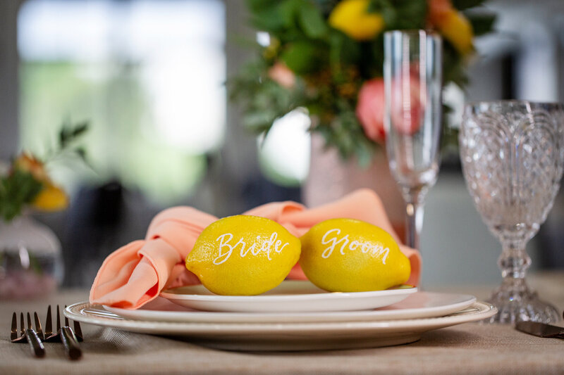 Creative place cards  - lemon place cards for a summer wedding