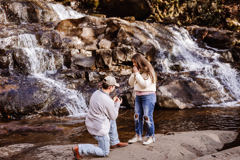 proposal at laurel falls in the great smoky mountains national park