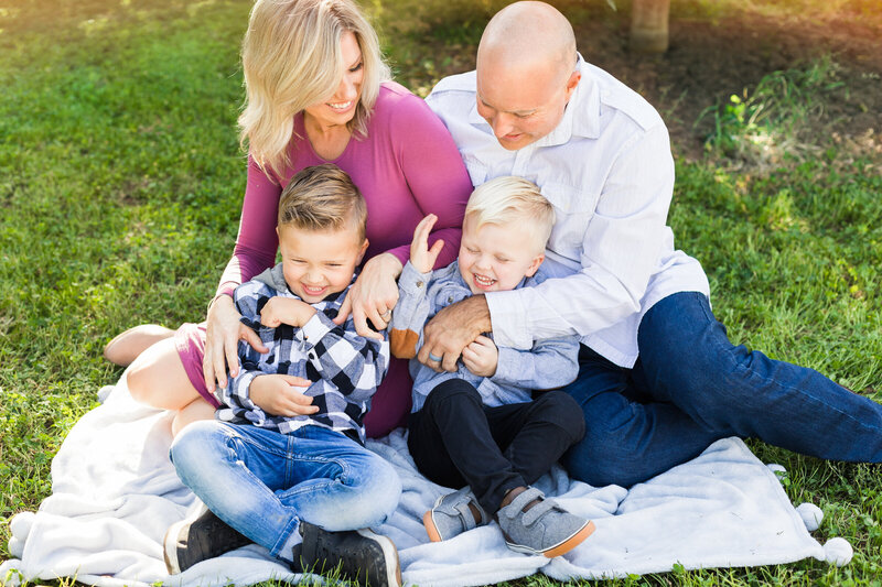 family tickling each other in Gilbert Arizona