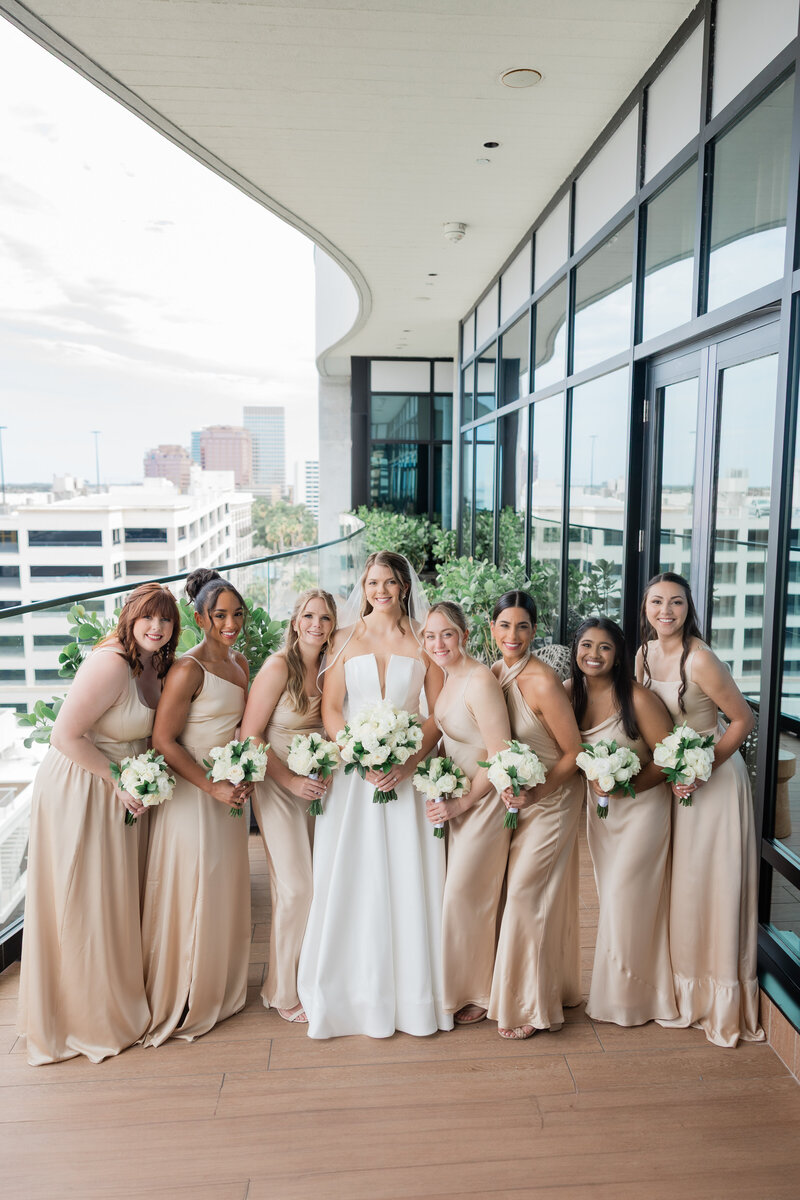 Bridesmaids portrait in a gold dresses a the Ben, Autograph Collection in Palm Beach