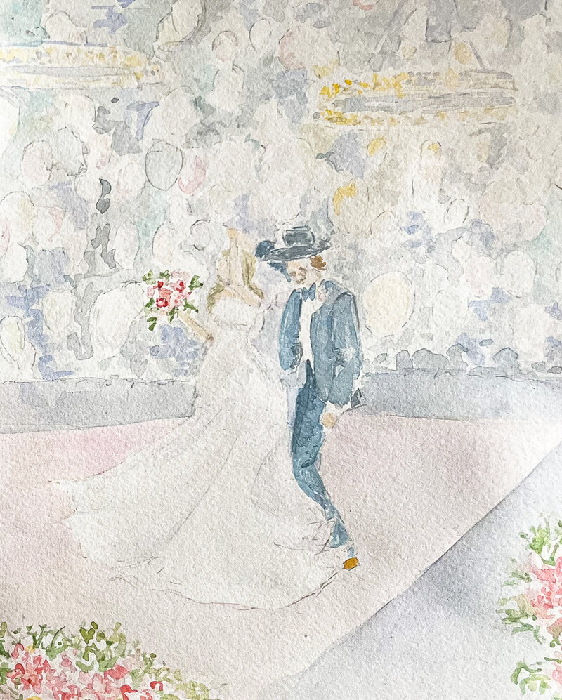 Watch as live wedding artist Courtney Kibby paints your love story in real-time, creating a lasting keepsake.
