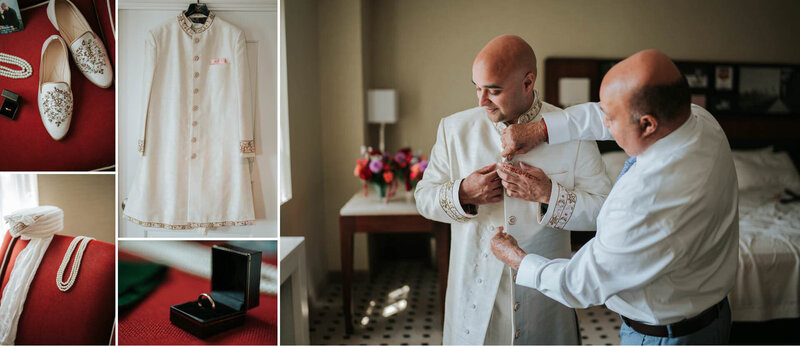 Groom is getting ready for the ceremony in Philadelphia.