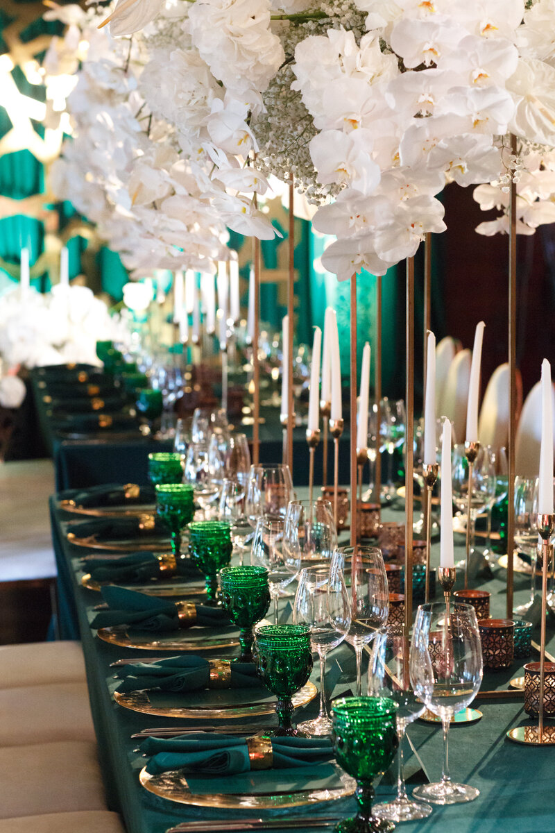 Emerald and Gold Event Decor from Essence of Flair