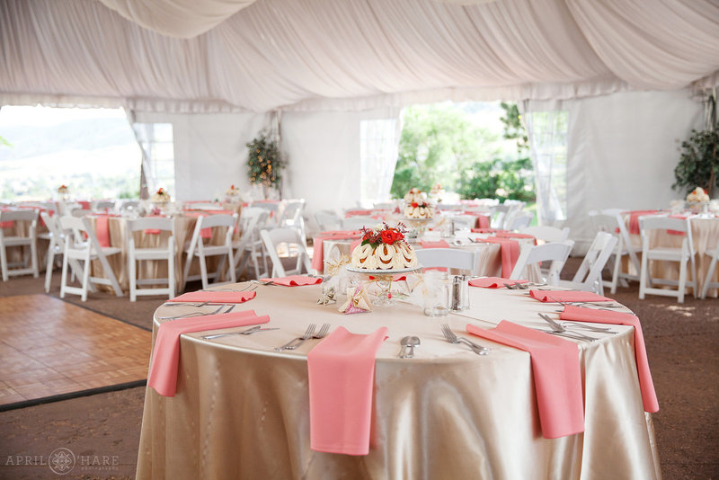 Wedding Tables set up inside the tent at The Manor House