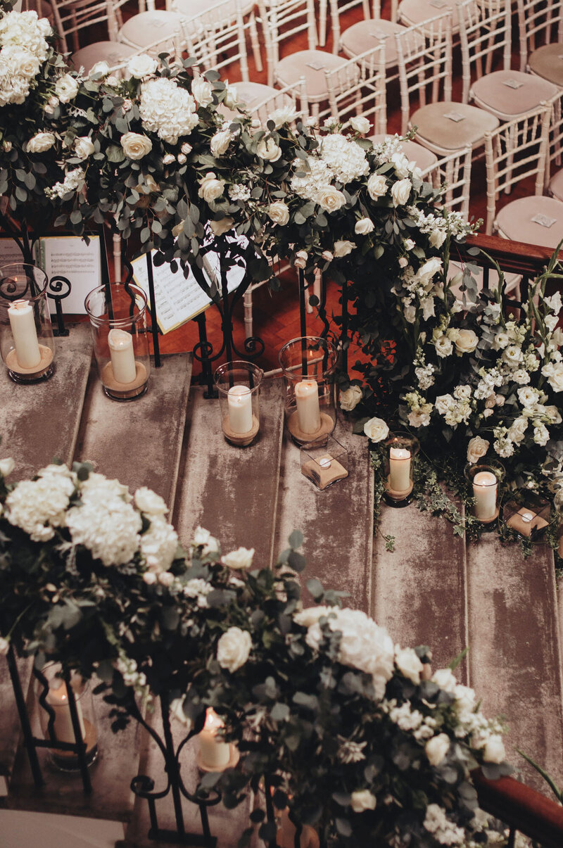 Staircase of flowers at Scorrier House