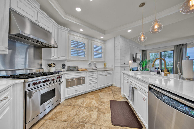 large kitchen with stainless steel appliances
