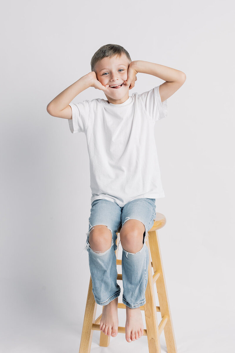 Columbia SC Studio Photographer | Photo of boy making faces in studio