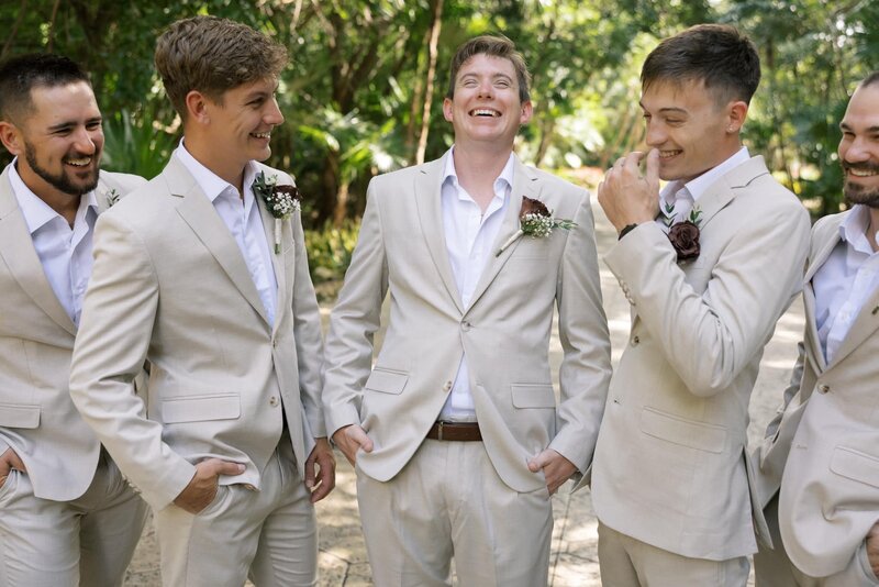 Destination wedding guests celebrating
