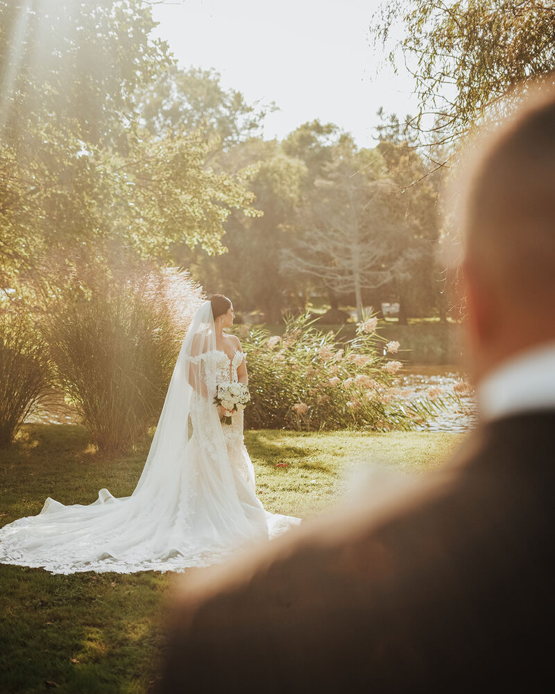 Nassau County bridal portrait by lake