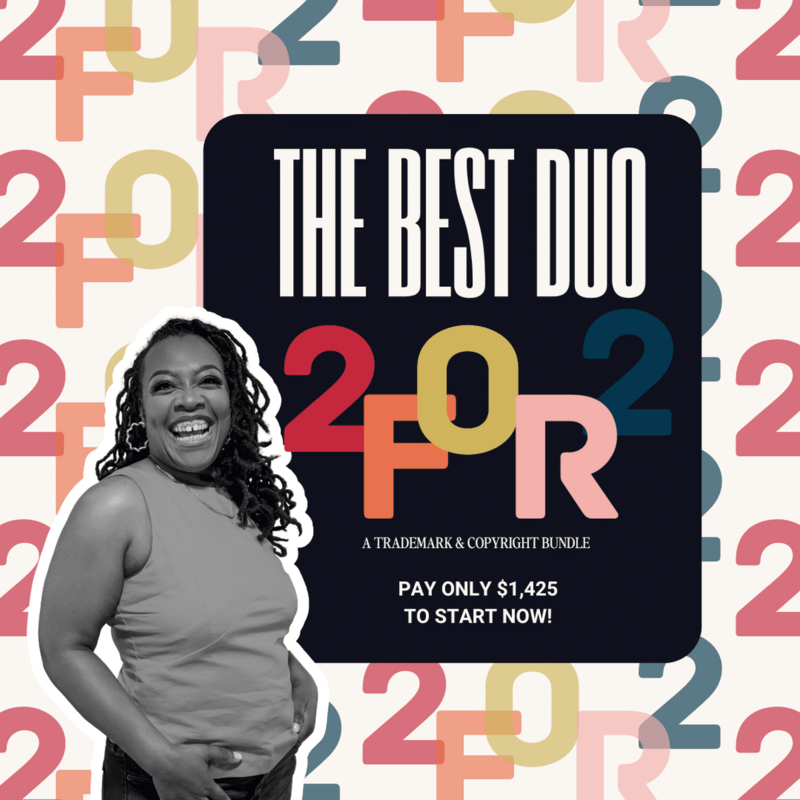 Promo image for Anderson Law Firm’s ‘The Best Duo’ 2025 bundle offering trademark and copyright services for $1,425 to start.