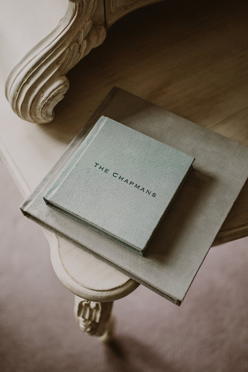 Wedding albums displayed at Calowrie Castle