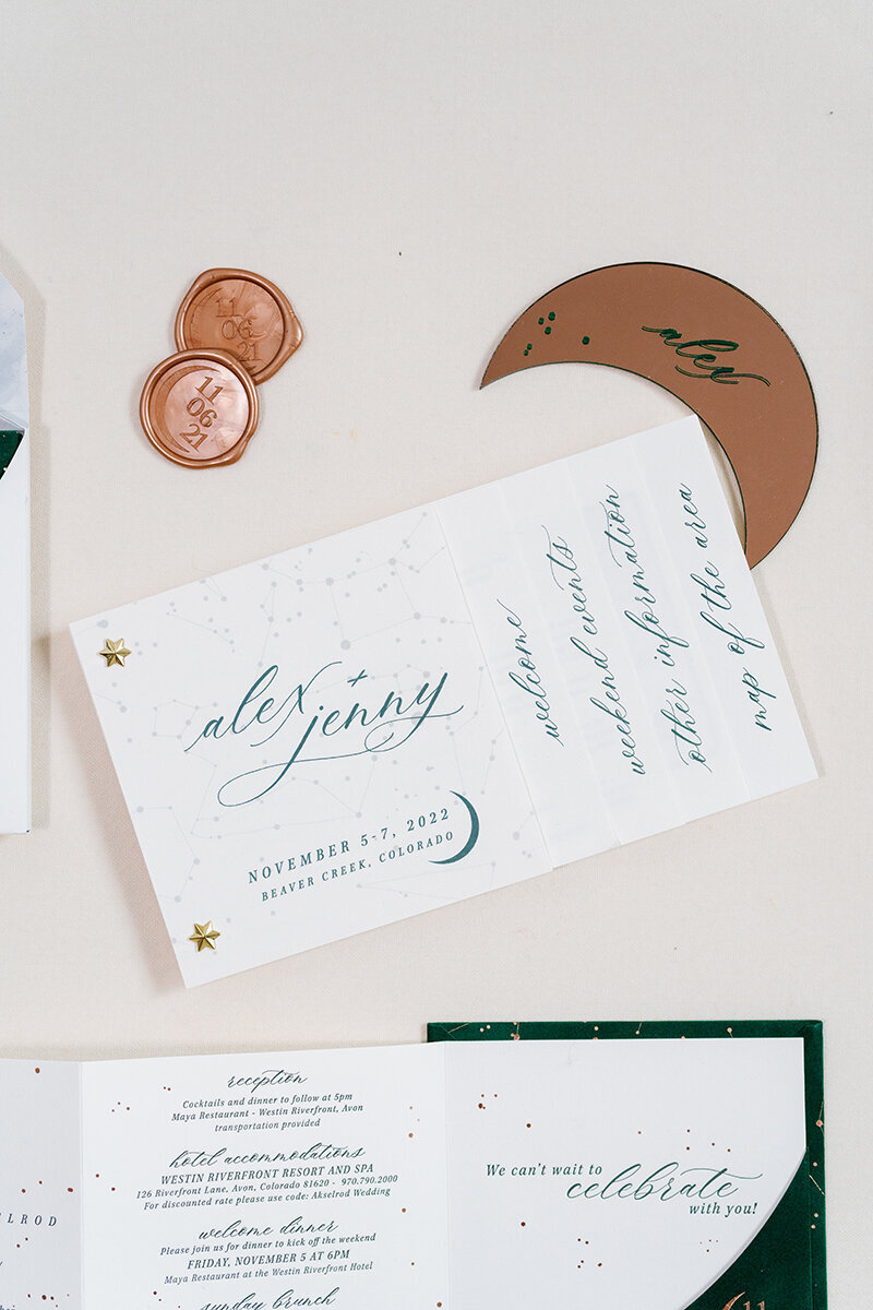 Celestial layered wedding welcome  packet
