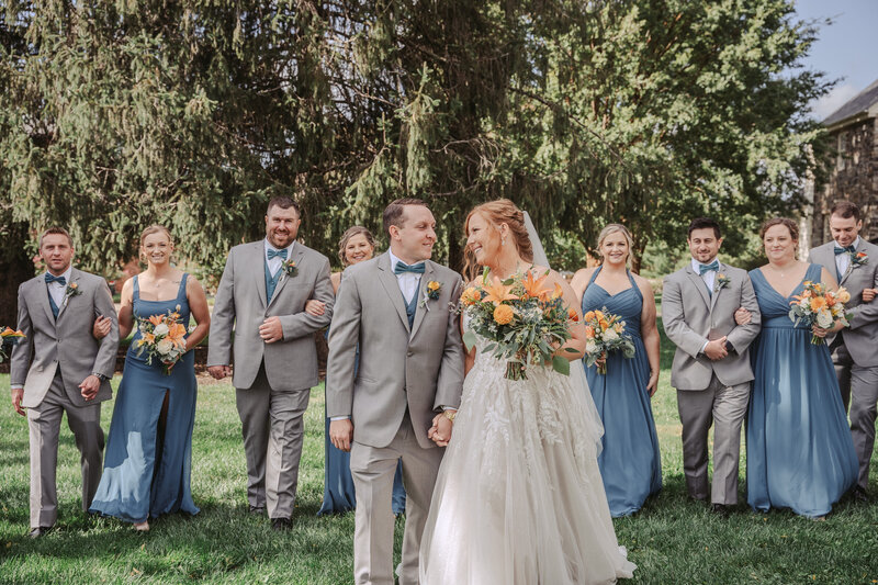 Hayfield bridal party walk - Baltimore wedding photography