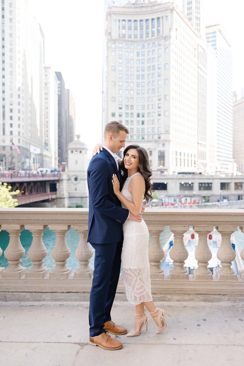 Engagement photos at the Wrigley Building by Chicago wedding photographer Winterlyn Stebner