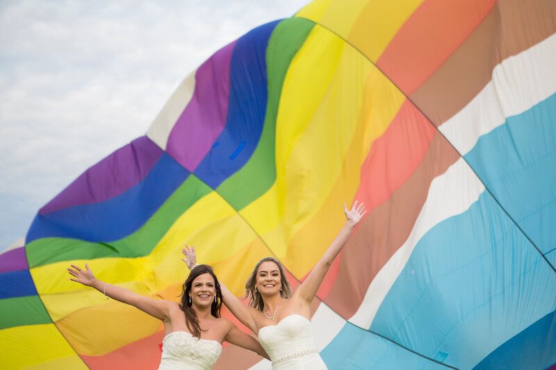Hot air balloon elopement, Donna Forsythe Celebrant, Lehigh Valley Celebrants, New Jersey Wedding,two brides2