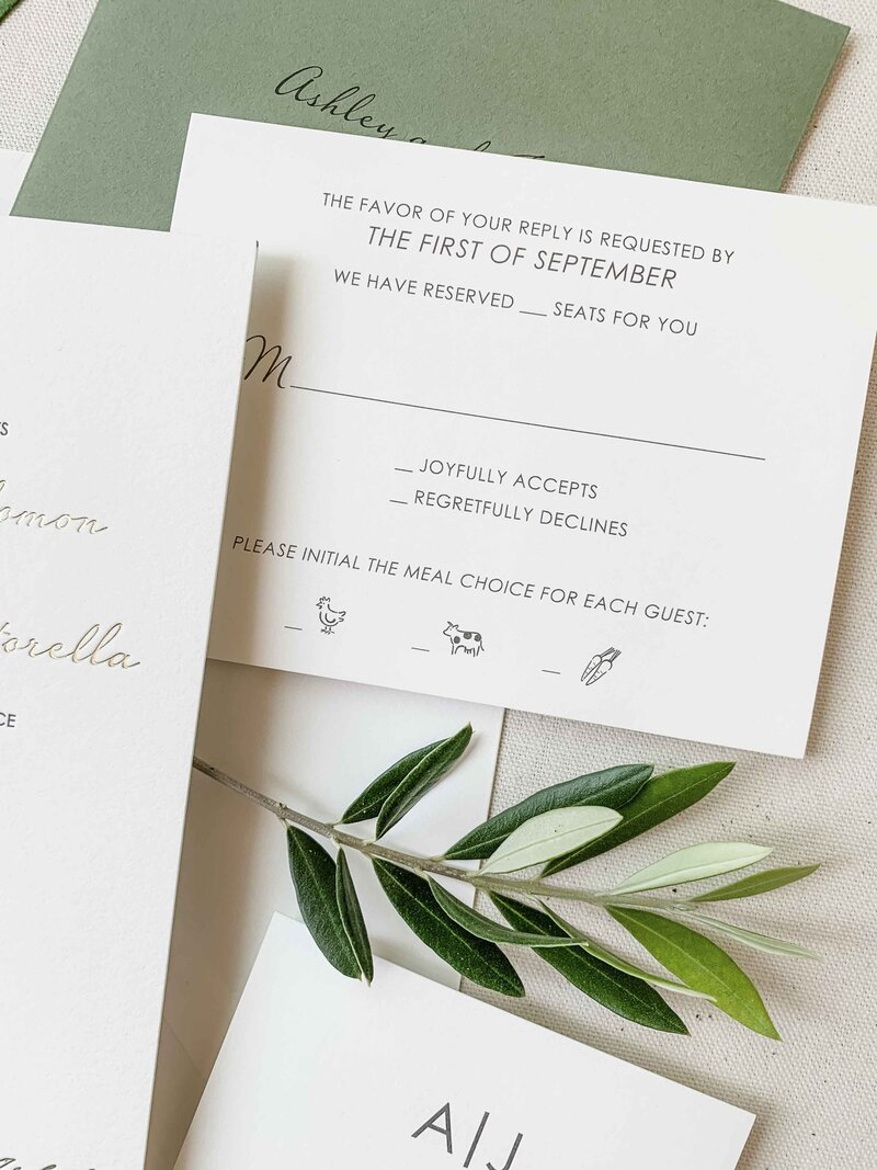 Modern Greenery, Handmade Paper Wedding Invitation - Cotton Willow