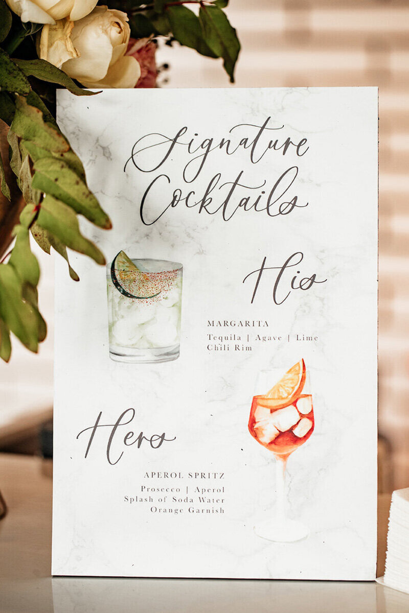 pirouettepaper.com | Wedding Stationery, Signage and Invitations | Pirouette Paper Company | Bar Signs and Bar Menus | Watercolor Signature Drinks 26