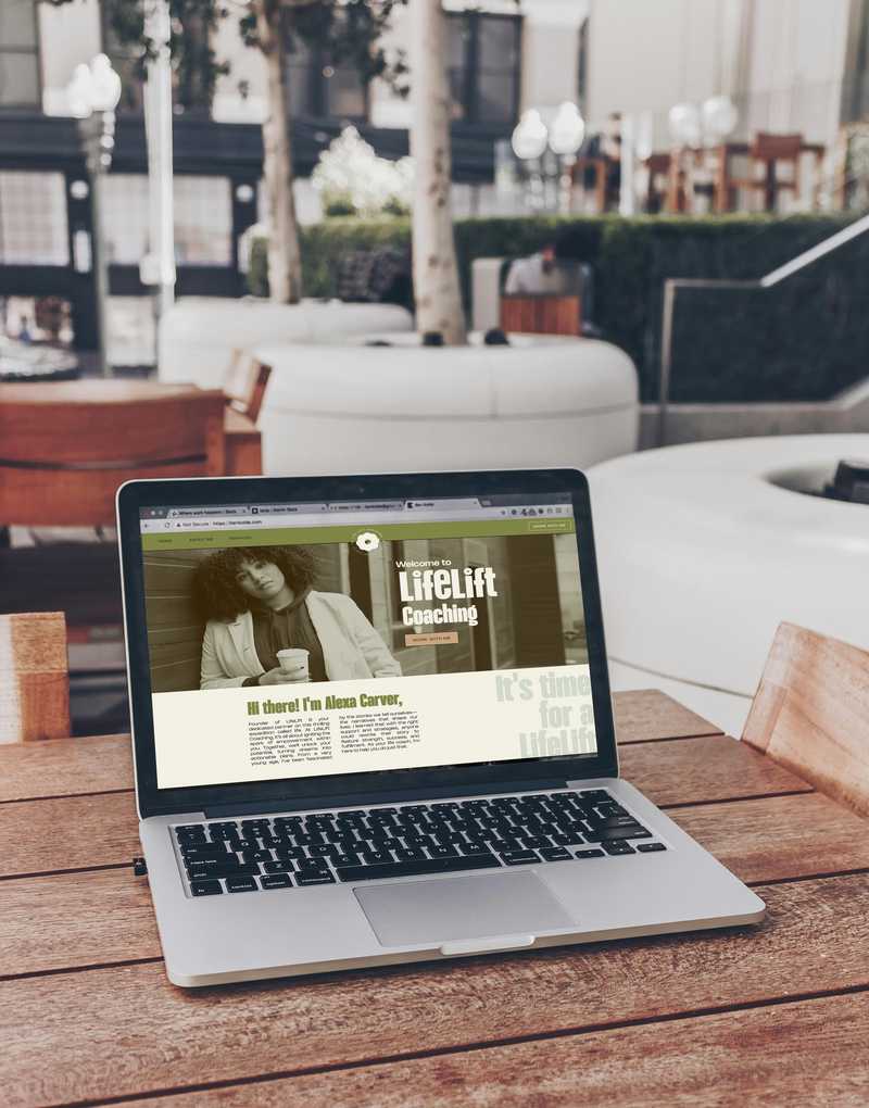 A website mockup for a life coach brand called LifeLift