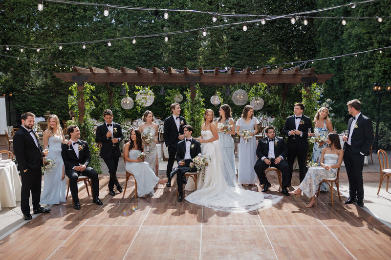 Franciscan Gardens editorial bridal party photo in San Juan Capistrano by Abby Taylor Photography