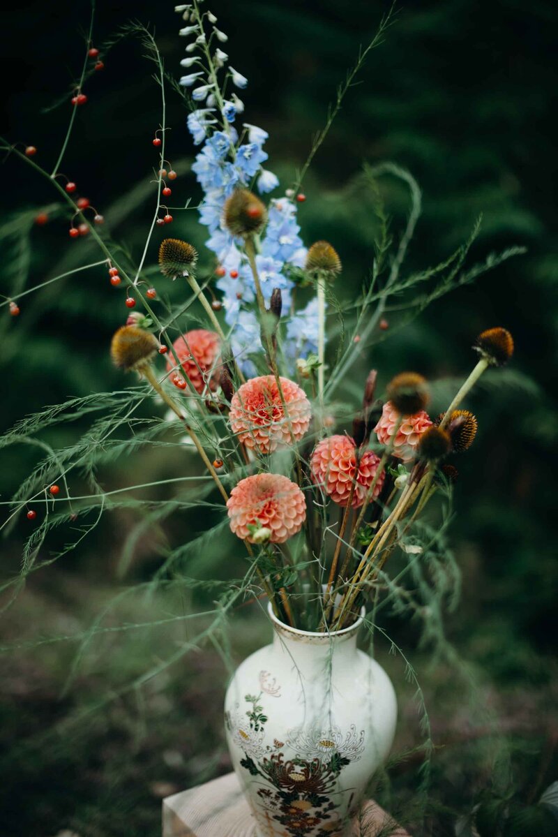 Newlyweds  kissing at salt spring island  wedding