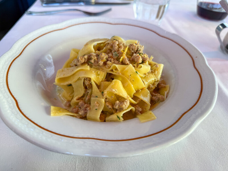 Tagliatelle pasta at Trattoria da Gigi in Lucca, Italy