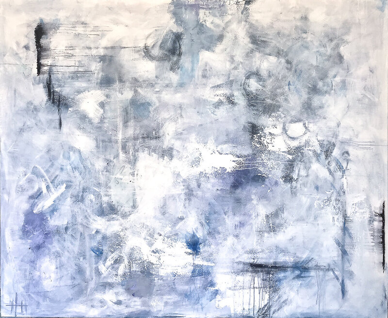 black, white, and blue original abstract art Kristi Mann