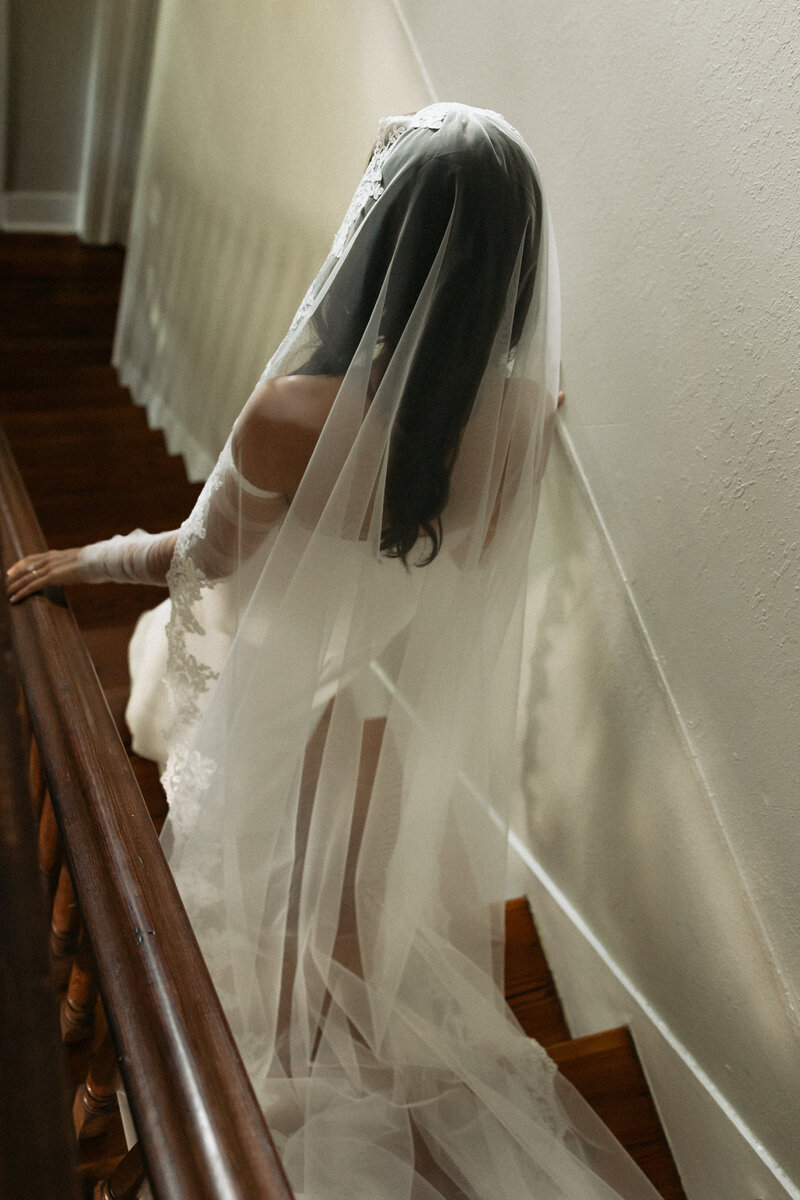Bride with veil detail photo