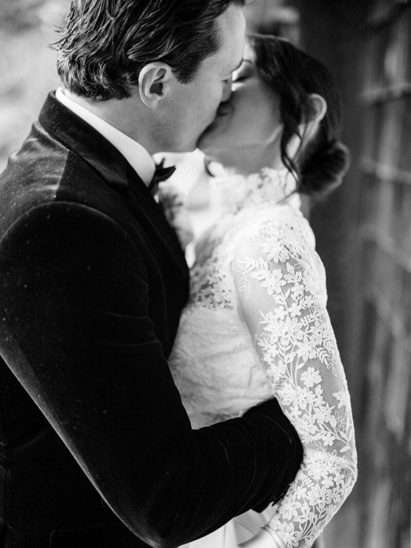 Bride and groom in a romantic moment