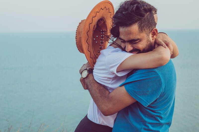 A couple feels connected and intimate.
