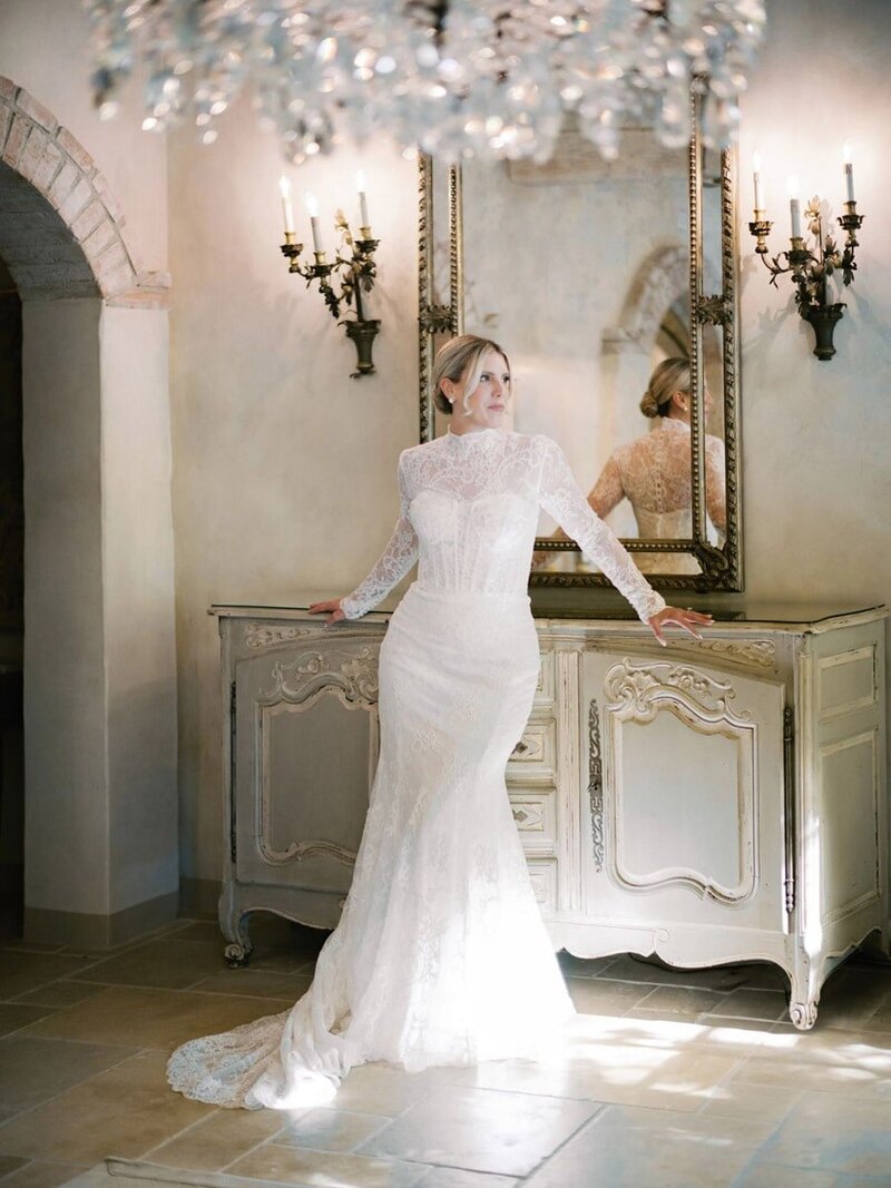  Bridal portrait during a villa del Balbianello wedding, in front of jetty by luxury destination wedding photographer Andreas K. Georgiou  