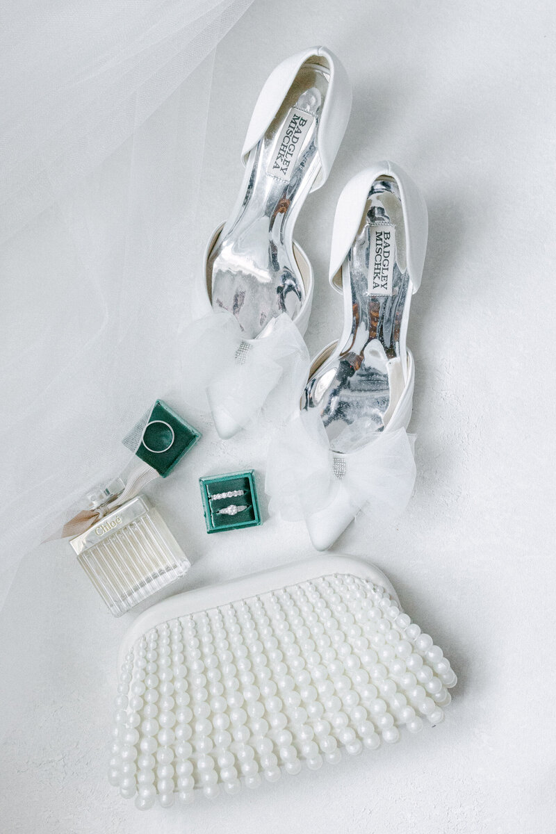 flat lay of wedding items