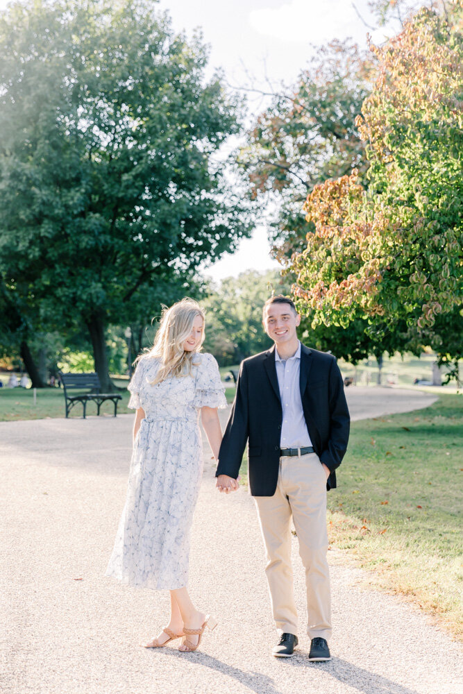 Atlanta Wedding Photographers | Couple Holding Hands At The Park For Engagement