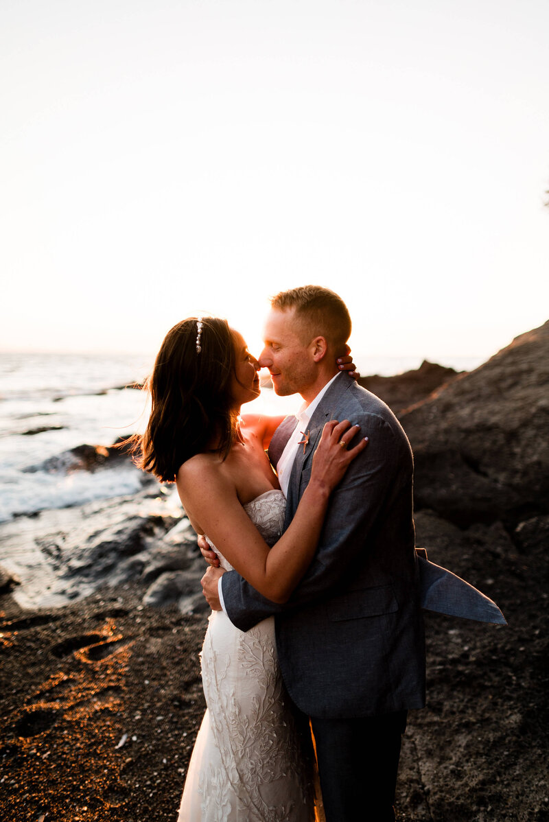 Bride and Groom at Agate Beach Lodge