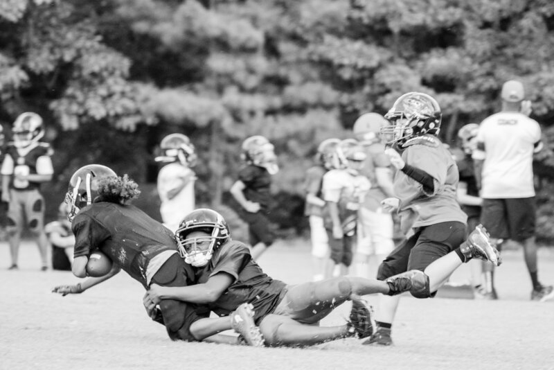 Man running up stairs