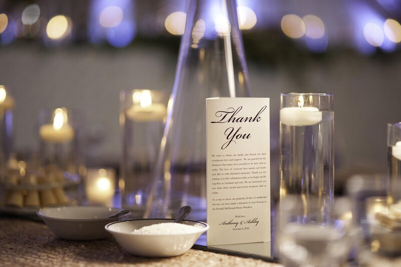 elegant wedding table thank you table card