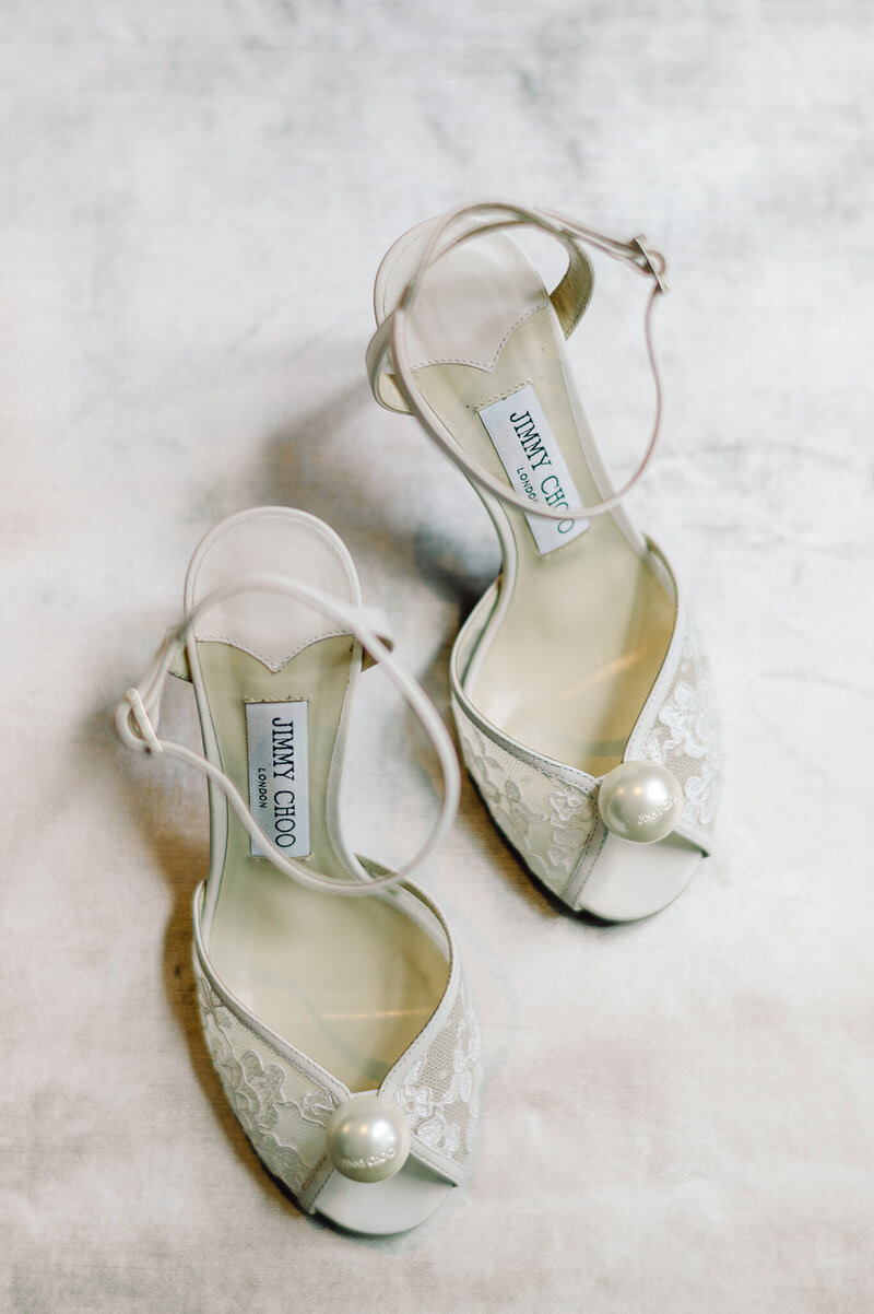 jimmy choo bridal  shoes on velvet mat