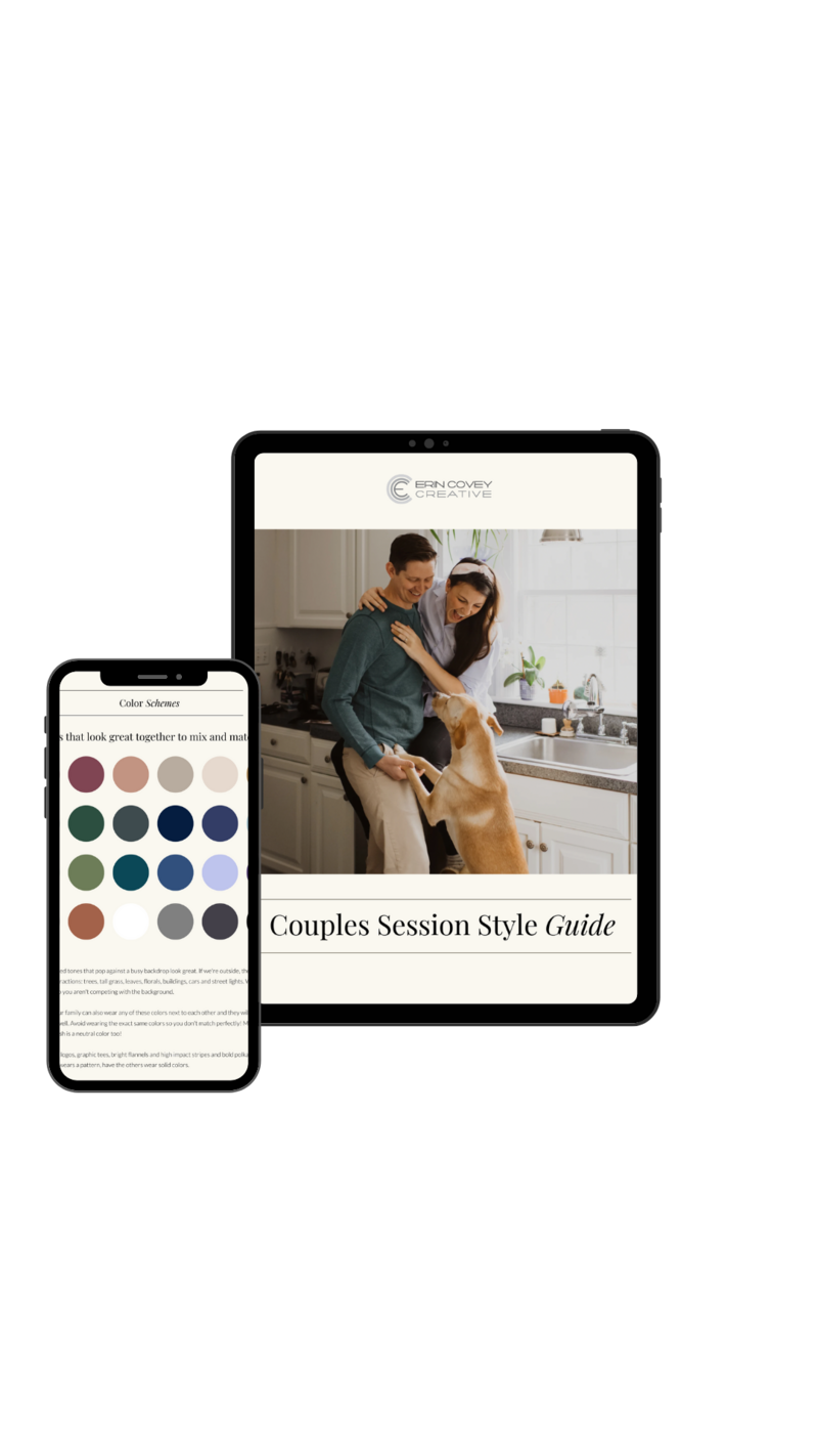 iPad mockup for the Engagement Sessions & Clothing Tips Guide