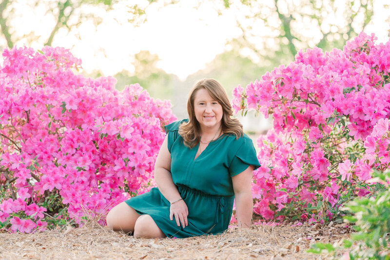 A North Carolina wedding photographer in a garden at the Arboretum