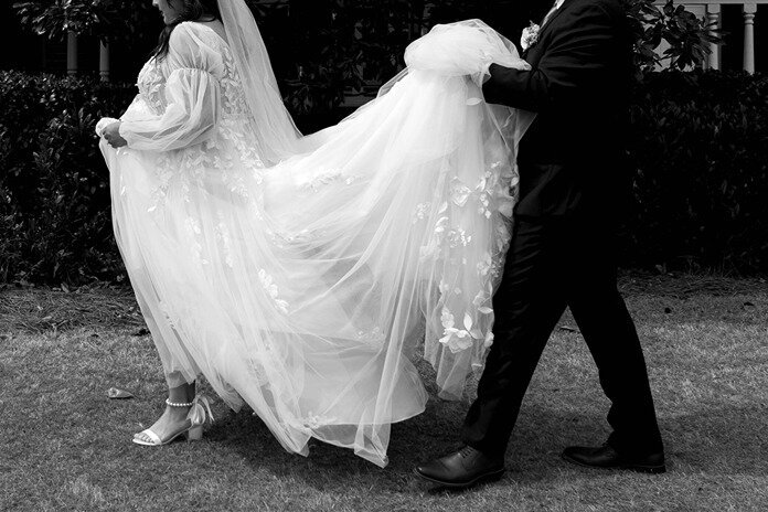 Stylized visual overlay of AI network connecting with wedding vendor brand