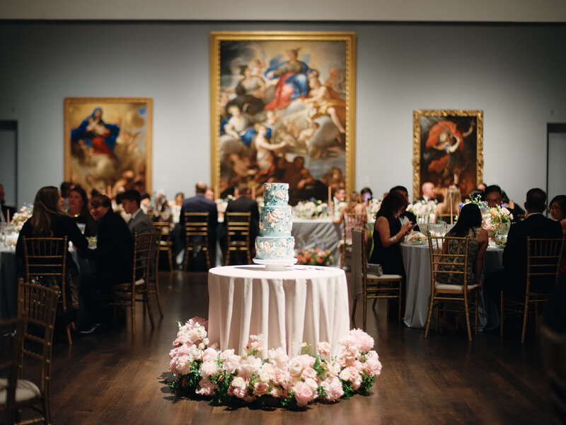 concrete and sugar flower wedding cake by wedding event planners Water to Wine Events