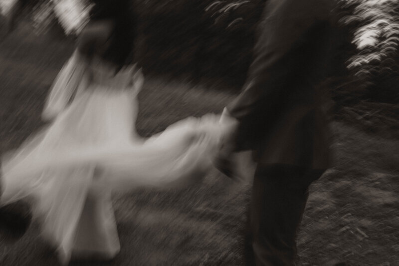 aesthetic and blurry wedding photo of bride and groom in Denver