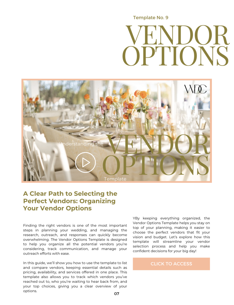 Vendor Options Access Page